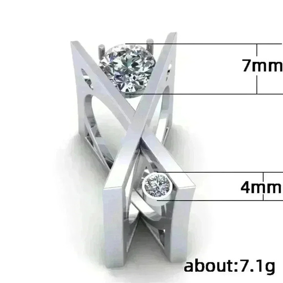 💥 Unique 925 Silver Plated X Overlapping Curious Ring, GPMB1427 - Picture 2 of 4